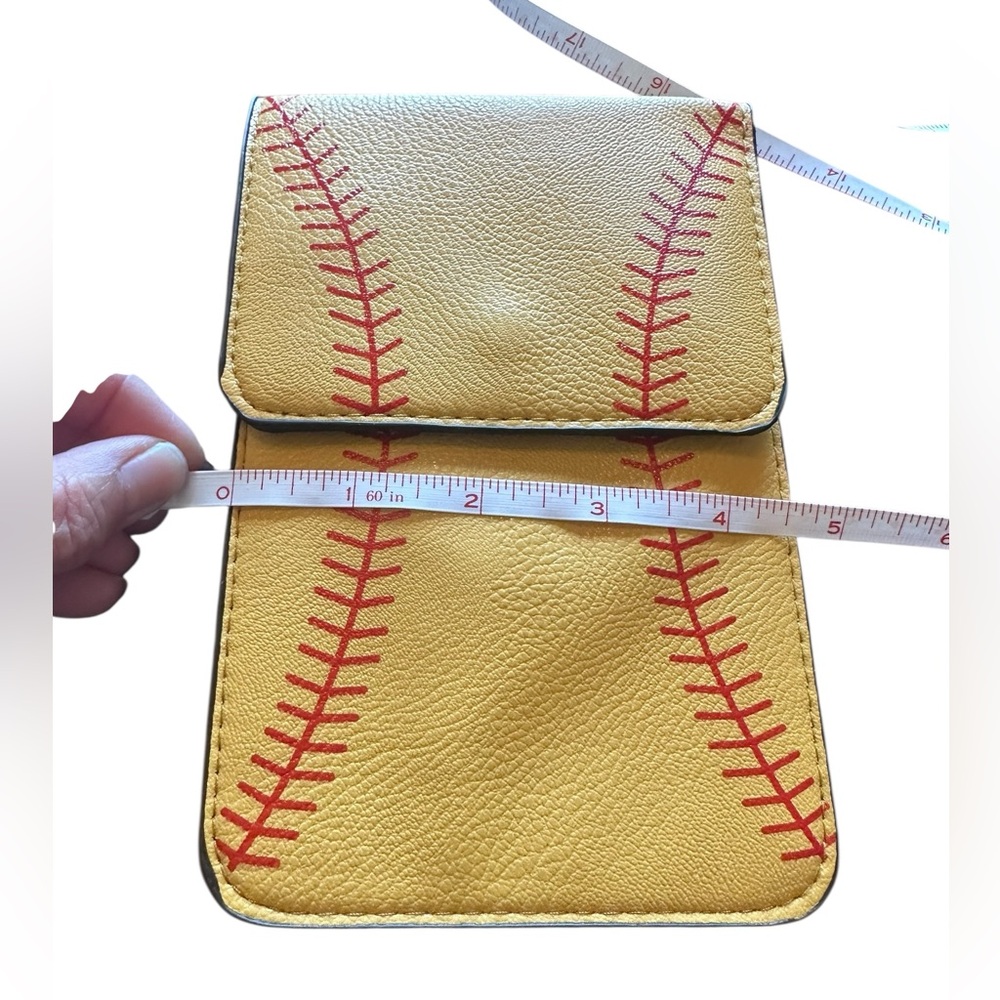 Mustard Baseball Leather Crossbody Purse - Picture 7 of 9